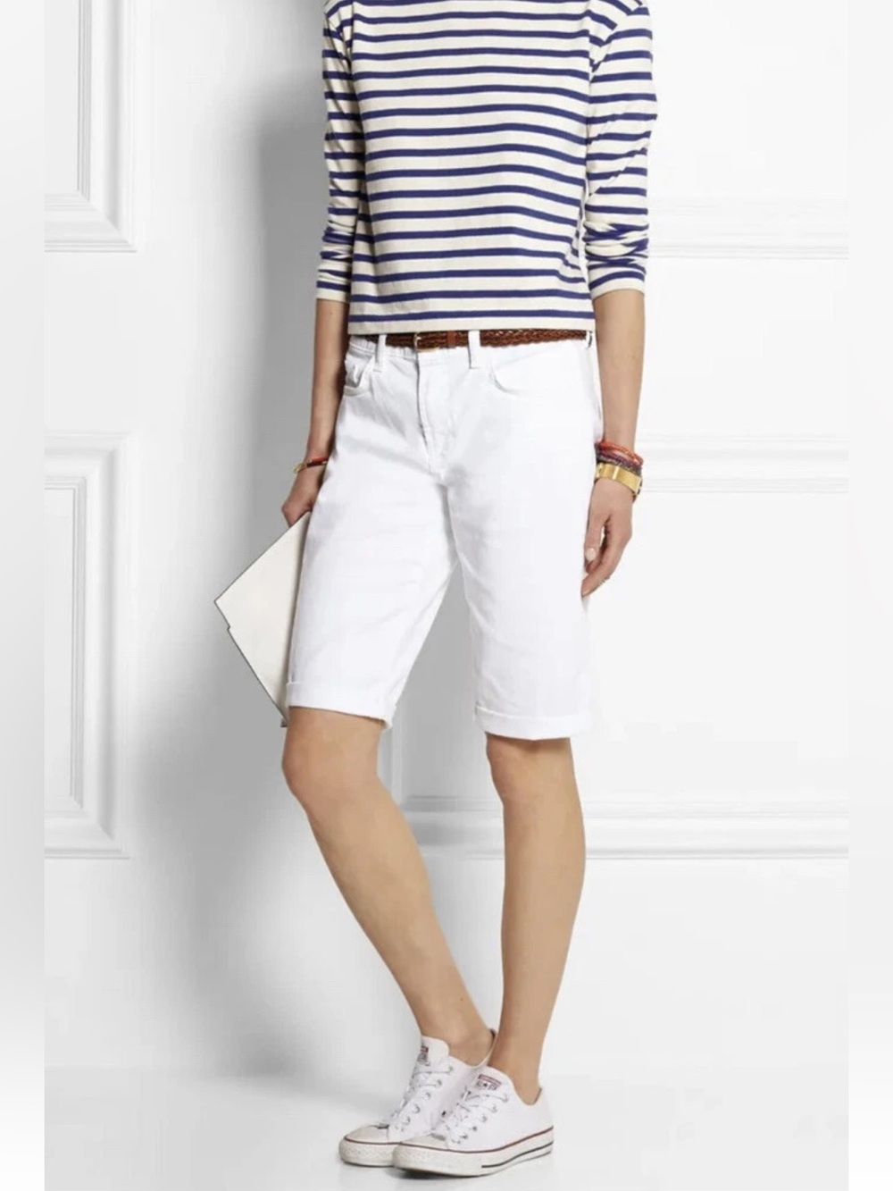 J brand beau shorts in color white tie size 32 - Picture 2 of 8